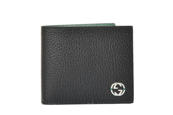 Gucci Portafogli Bifold Nero e Verde Uomo Pelle Dollar Calf Mod. 610466 CAO2N 1080