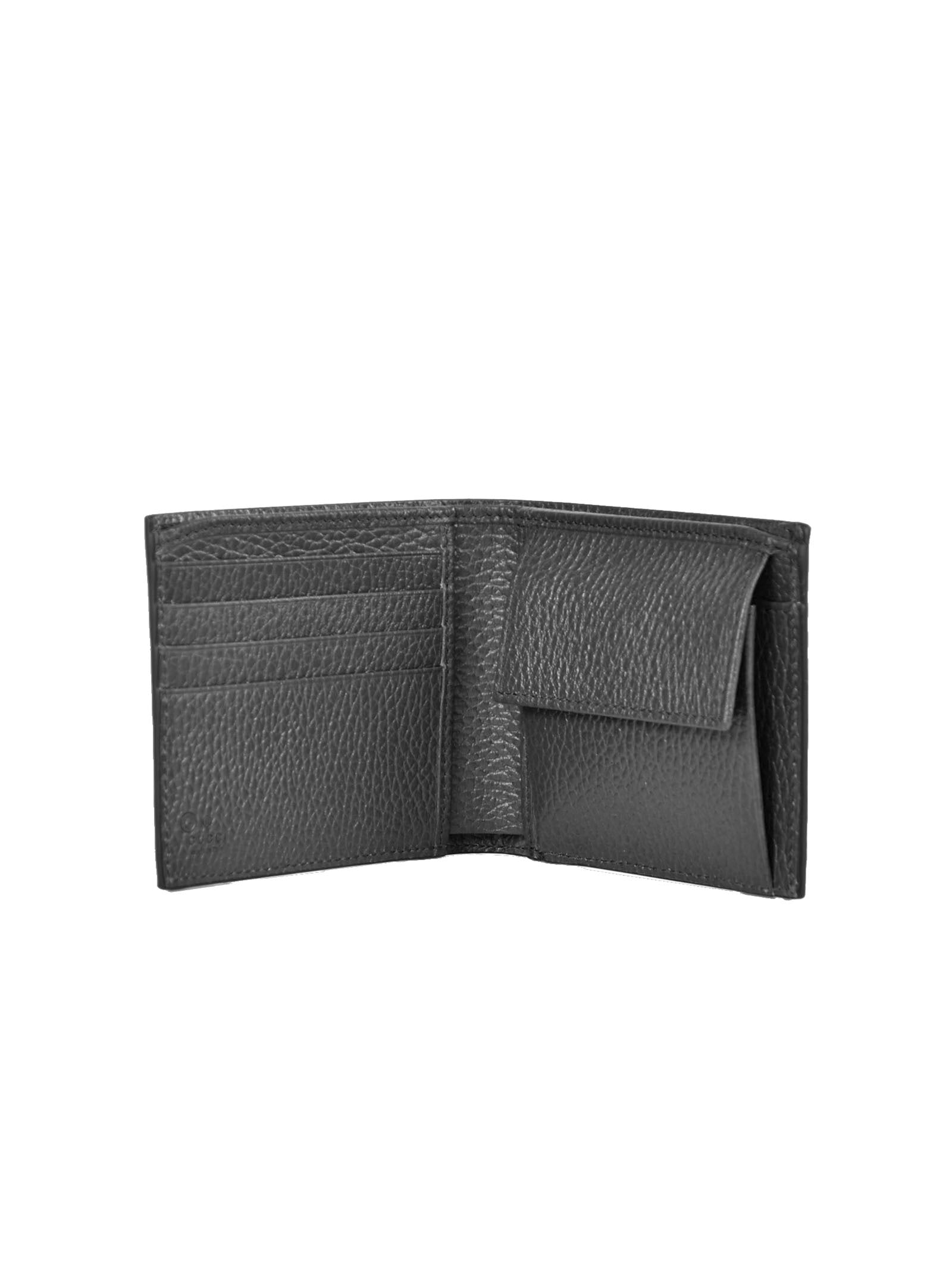 Gucci Bifold Wallet Black and Green Men's Leather Dollar Calf Mod. 610466 CAO2N 1080 