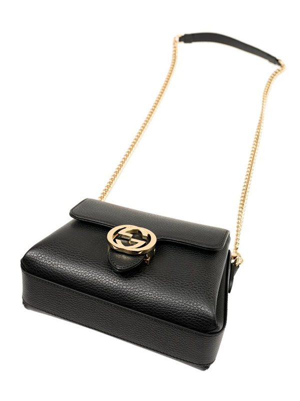 Gucci Black Women's Handbag Logo Leather Dollar Calf Mod. 607720 CAO0G 1000 