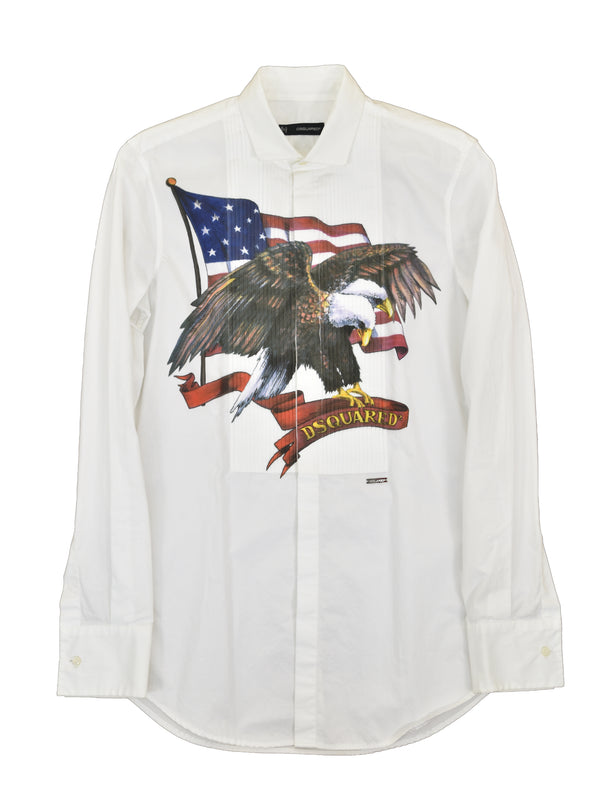 Dsquared2 Men's White Shirt Graphic Print Mod.S71DL0489S35244102