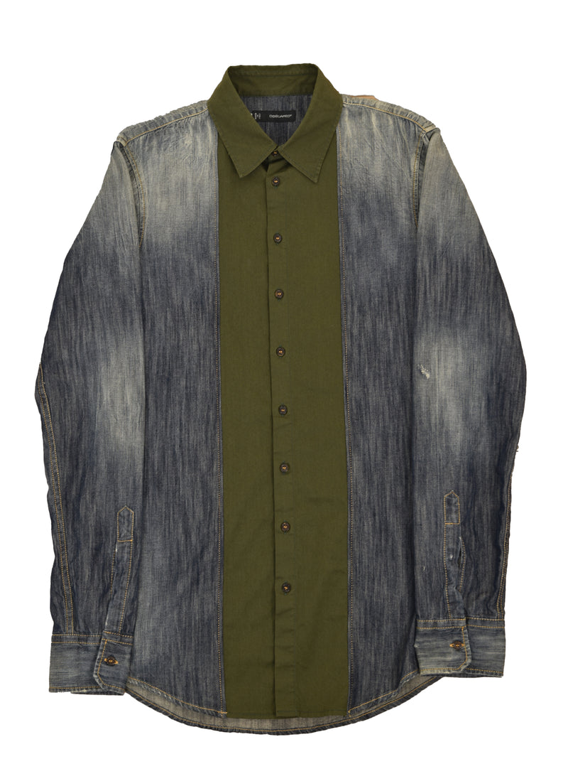 Dsquared2 Blue Jeans Shirt for Men with Fabric Insert Mod
