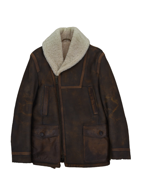 Dsquared2 Long Brown Sheepskin Coat for Men Mod.S74AA0044SX7948143