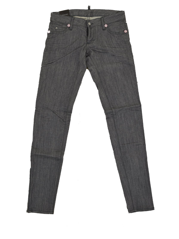 Dsquared2 Super Slim Jean Grigio Donna Cotone Bottoni Mod.S75LA0421S30260093