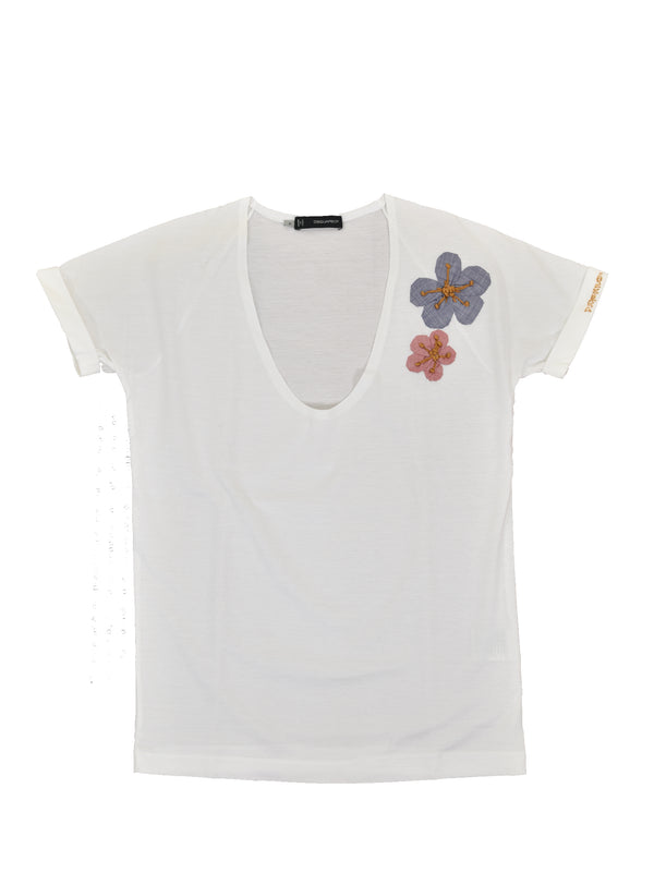 Dsquared2 Women's White T-Shirt Cotton Logo Mod.S75GC0508S20161090