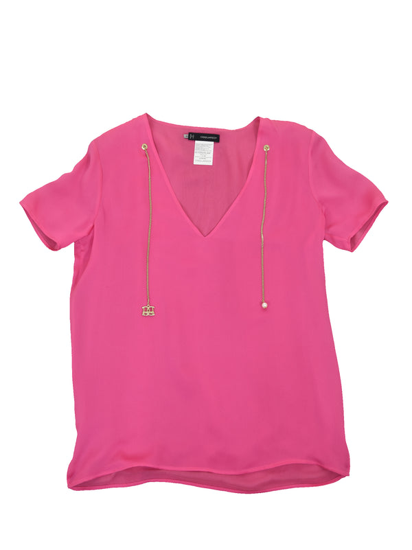 Dsquared2 Pink T-Shirt Women's Silk Chain Pendants Mod.S72NC0403S39499053