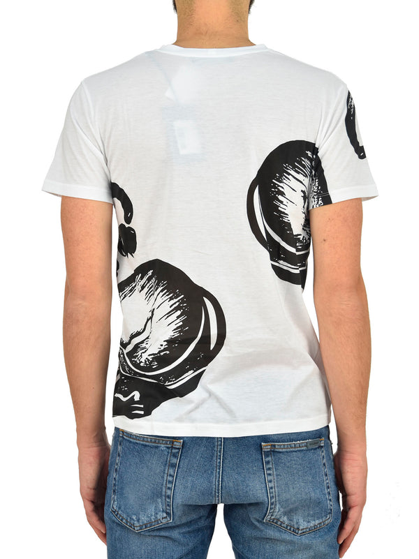 VALENTINO Men's White T-shirt Cotton Graphic Print Mod.MV0MG08F3MH0BO