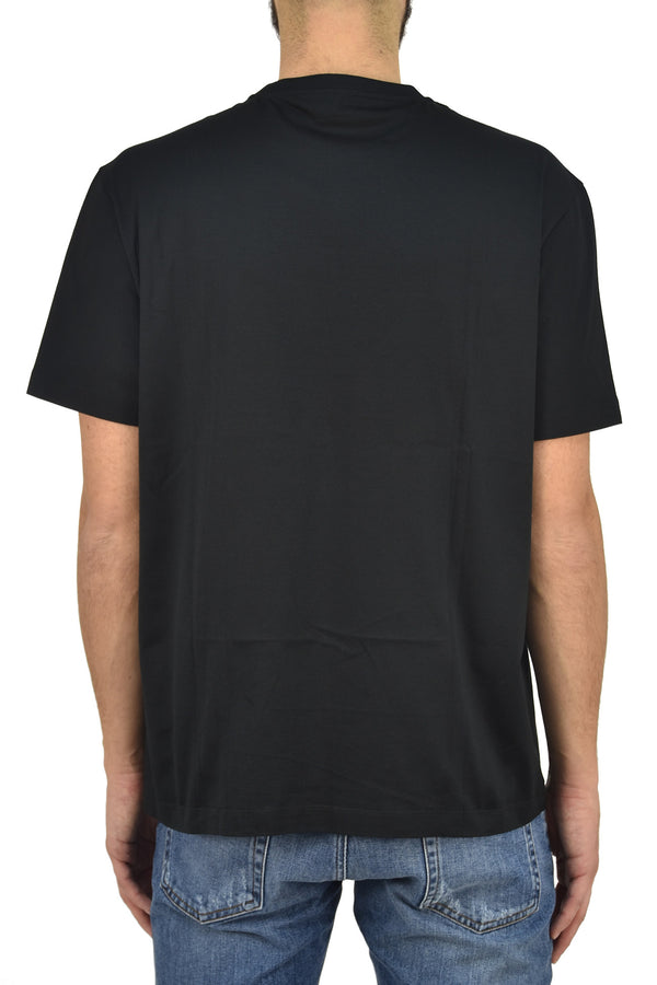 Versace T-shirt Nera Uomo Cotone Logo Mod. A76602/A201952