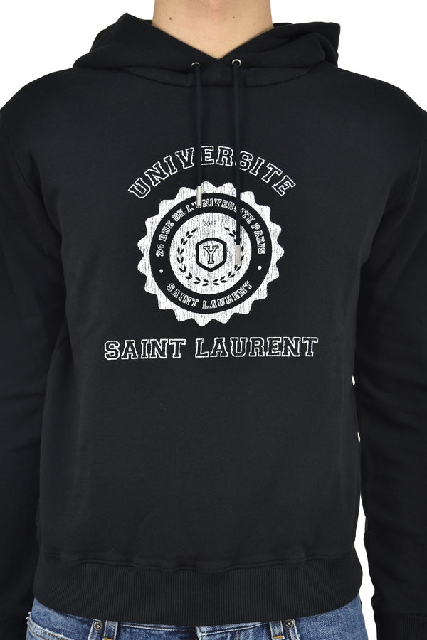 Saint Laurent Black Hoodie Men's Cotton Mod. BMK464584-YB1EJ-1057