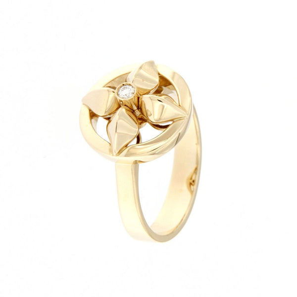 Anello a fiore in oro giallo con diamante