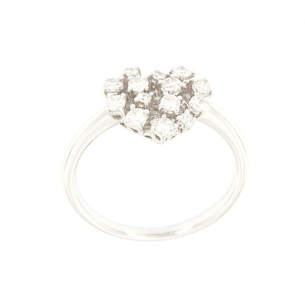 Anello a cuore in oro bianco con diamanti