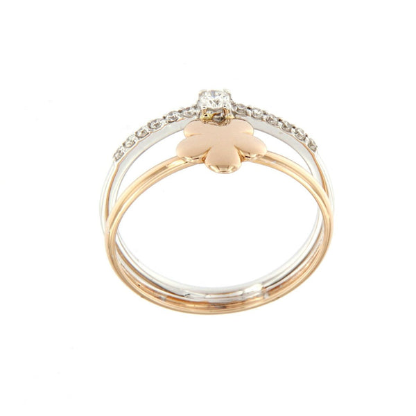 Anello in oro bianco/rosa con diamanti