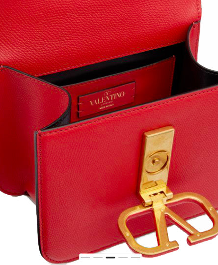 VALENTINO Borsa a Spalla Rossa Donna Logo V Pelle Mod. SW0B0F01 RQR JU5