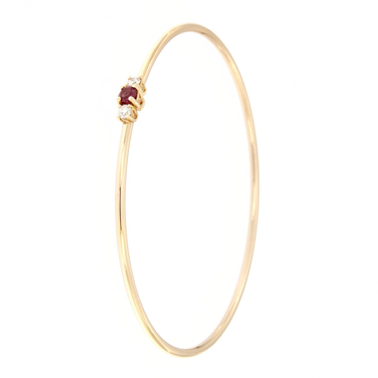 Bracciale flessibile in oro rosa con diamanti e rubino