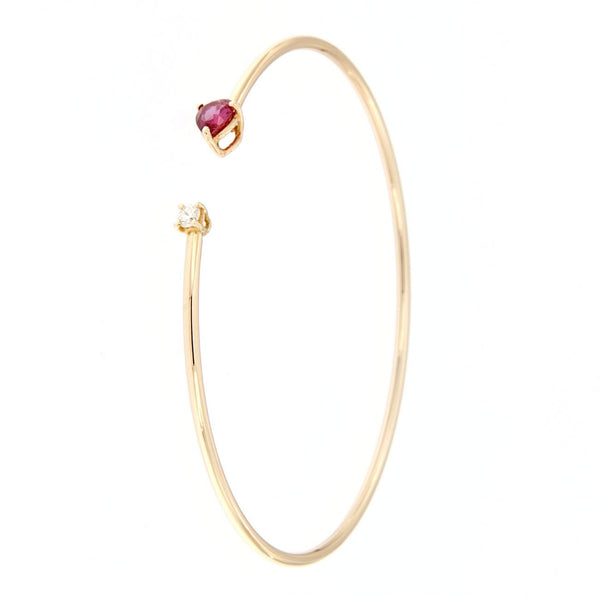 Bracciale flessibile in oro rosa con diamante e rubino