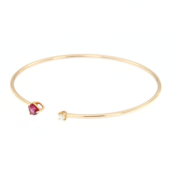 Bracciale flessibile in oro rosa con diamante e rubino