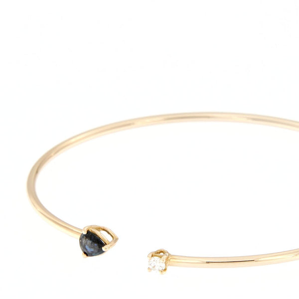 Bracciale flessibile in oro rosa con diamante e zaffiro
