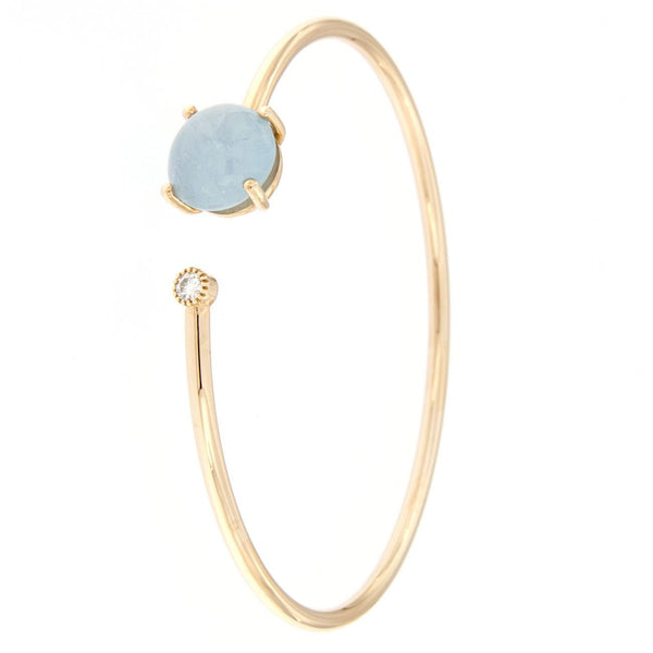 Bracciale flessibile in oro rosa con diamante e acquamarina