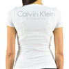 Calvin Klein Collection Women's White T-shirt Cotton Print V-neck