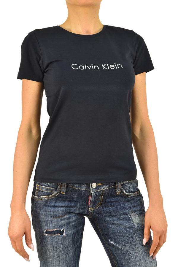 Calvin Klein Collection T-shirt Blu Donna Cotone Stampa Girocollo
