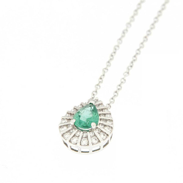 Collana in oro bianco con smeraldo e diamanti