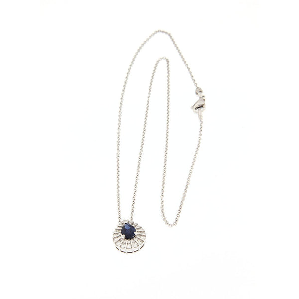 Collana in oro bianco con zaffiro e diamanti