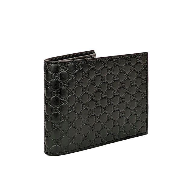 Gucci Trifold Wallet Black Men's Leather Microguccissima Mod. 217044 BMJ1N 1000 