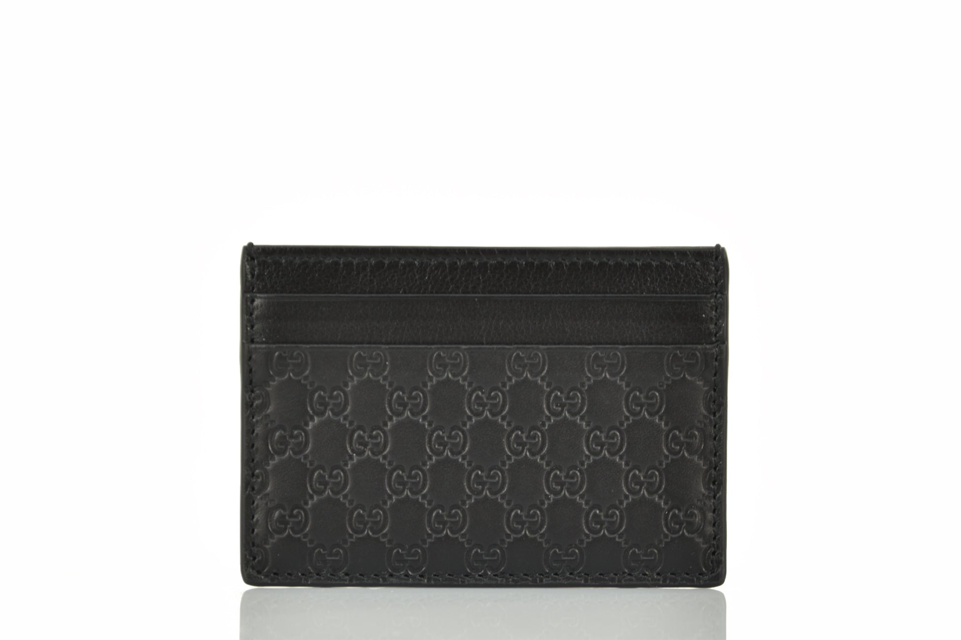 GUCCI Microguccissima Monogram Leather Card Case Black 262837