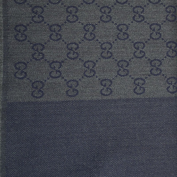 Gucci Unisex Shawl Blue/Grey Logo 100% Wool Mod. 344994 4G200 1168 