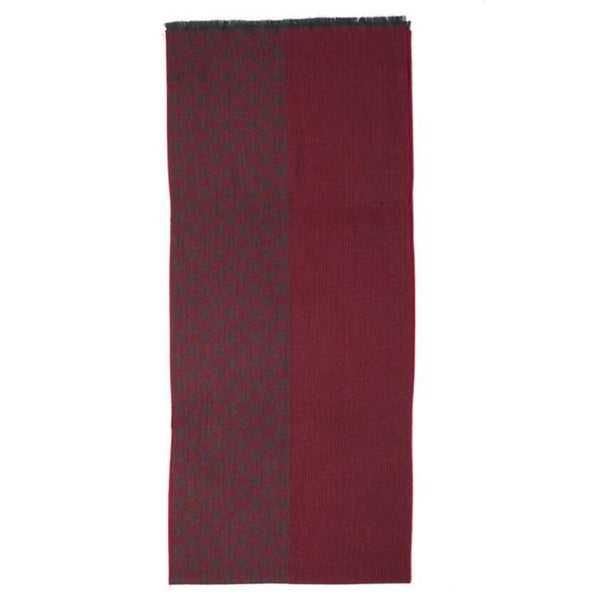 Gucci Unisex Shawl Grey/Red Logo 100% Wool Mod. 344994 4G200 1174 