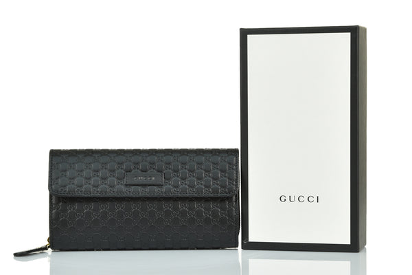 Gucci Portafogli Nero Donna Logo Pelle Microguccissima Mod. 449364 BMJ1G 1000