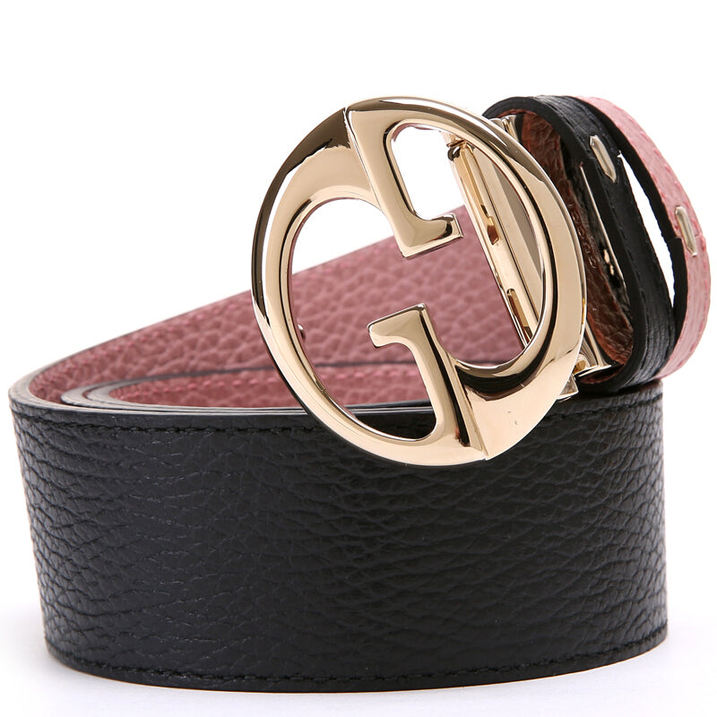 Gucci Cintura Reversibile Nera e Rosa Donna Pelle Dollar Calf Mod. 450000 CAO2G