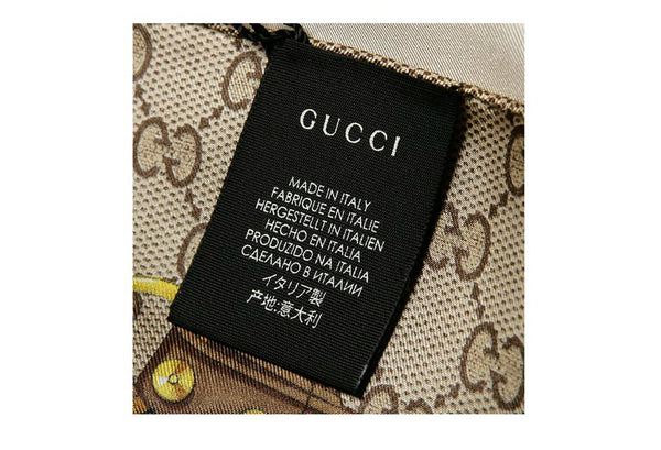 Gucci Scialle Unisex Beige Logato 100% Twill di Seta Mod. 508796 3G001 3775