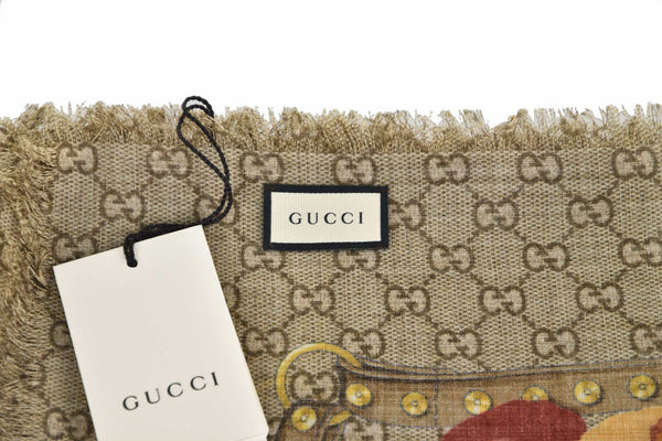 Gucci Unisex Beige Shawl with Logo 100% Wool Mod. 508797 3G200 7179 