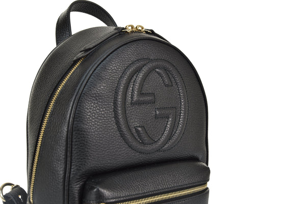 Gucci Soho Backpack Black Women Leather Dollar Calf Chains Mod. 536192 CAO0G 1000 