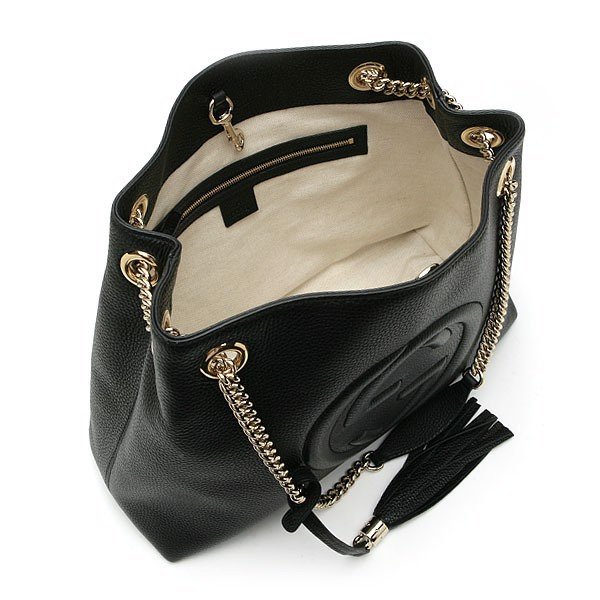 Gucci Soho Handbag Black Women Logo Leather Cellarius Mod. 536196 A7M0G 1000 
