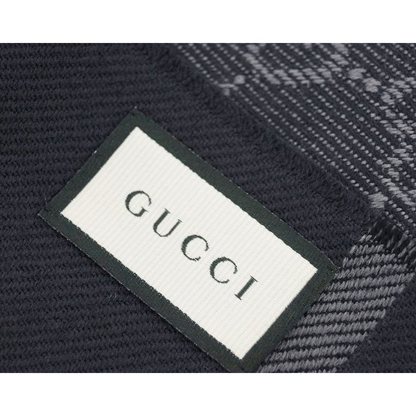 Gucci Sciarpa Unisex Blu/Grigio 100% Lana Logata Mod. 544619 4G200 4061