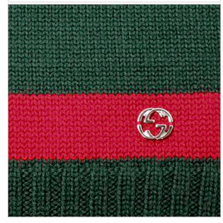 Gucci Sciarpa Unisex Verde 100% Lana Logo Mod. 544630 4G200 3074