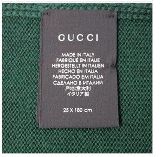 Gucci Sciarpa Unisex Verde 100% Lana Logo Mod. 544630 4G200 3074