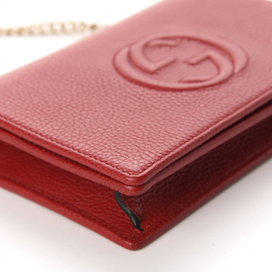 Gucci Soho Handbag Red Women's Leather Cellarius Mod. 598211 A7M0G 004 6523 