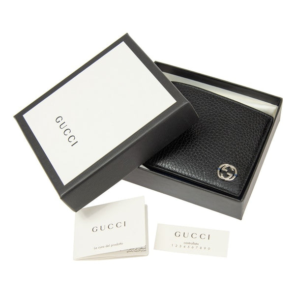 Gucci Bifold Wallet Black and Blue Men's Leather Dollar Calf Mod. 610464 CAO2N 1040 
