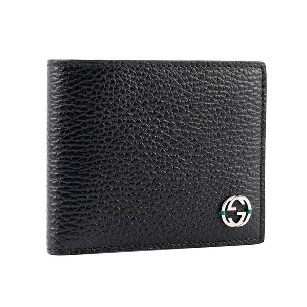 Gucci Bifold Wallet Black and Green Men's Leather Dollar Calf Mod. 610464 CAO2N 1080 