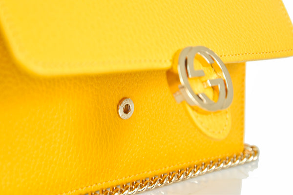 Gucci Yellow Shoulder Bag Woman Leather Dollar Calf Mod. 615523 CAO0G 7124 