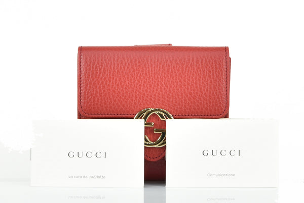 Gucci Red Women's Wallet Logo Leather Dollar Calf Mod. 615525 CAO0G 6420 