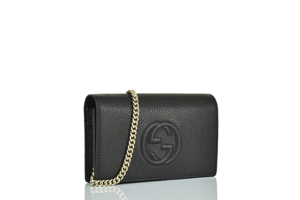 Gucci Soho Handbag Black Women's Leather Cellarius Mod. 598211 A7M0G 1000 