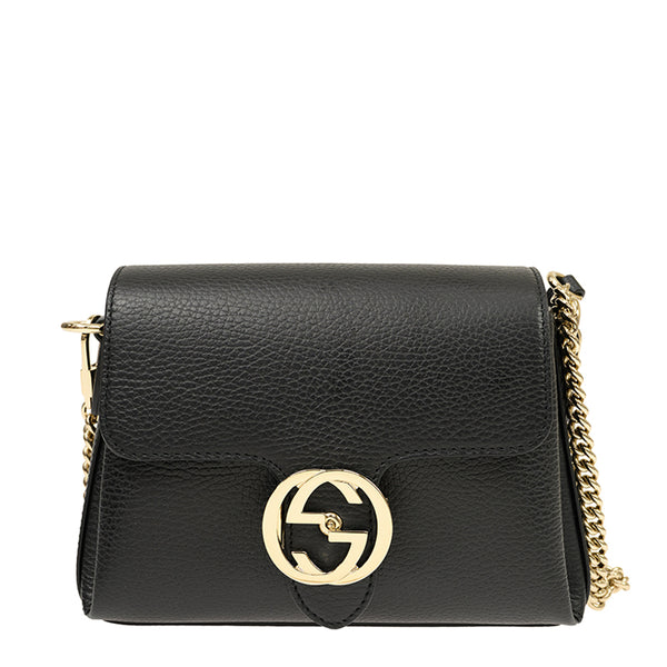 Gucci Black Women's Handbag Logo Leather Dollar Calf Mod. 607720 CAO0G 1000 