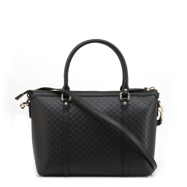 Gucci Black Tote Bag Women's Leather GG Shoulder Strap Label Mod.449656 BMJ1G 1000 