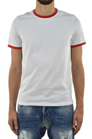 Bikkembergs T-Shirt Bianca e Rossa Uomo Cotone Mod.T32P075114C045360BR
