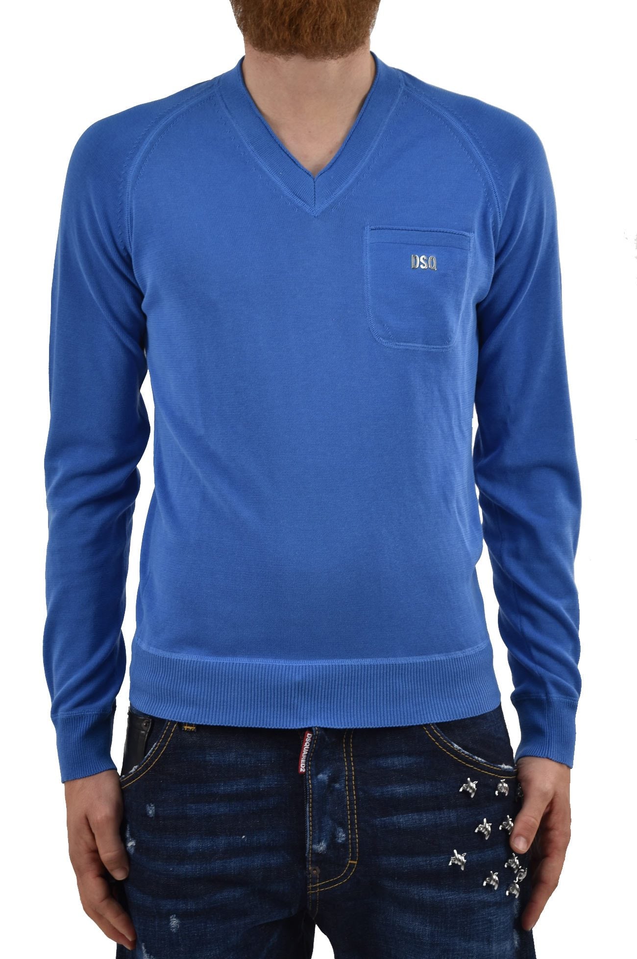 Dsquared2 Pullover Blu Uomo Cotone Logo Mod. S71HA0450S14542084