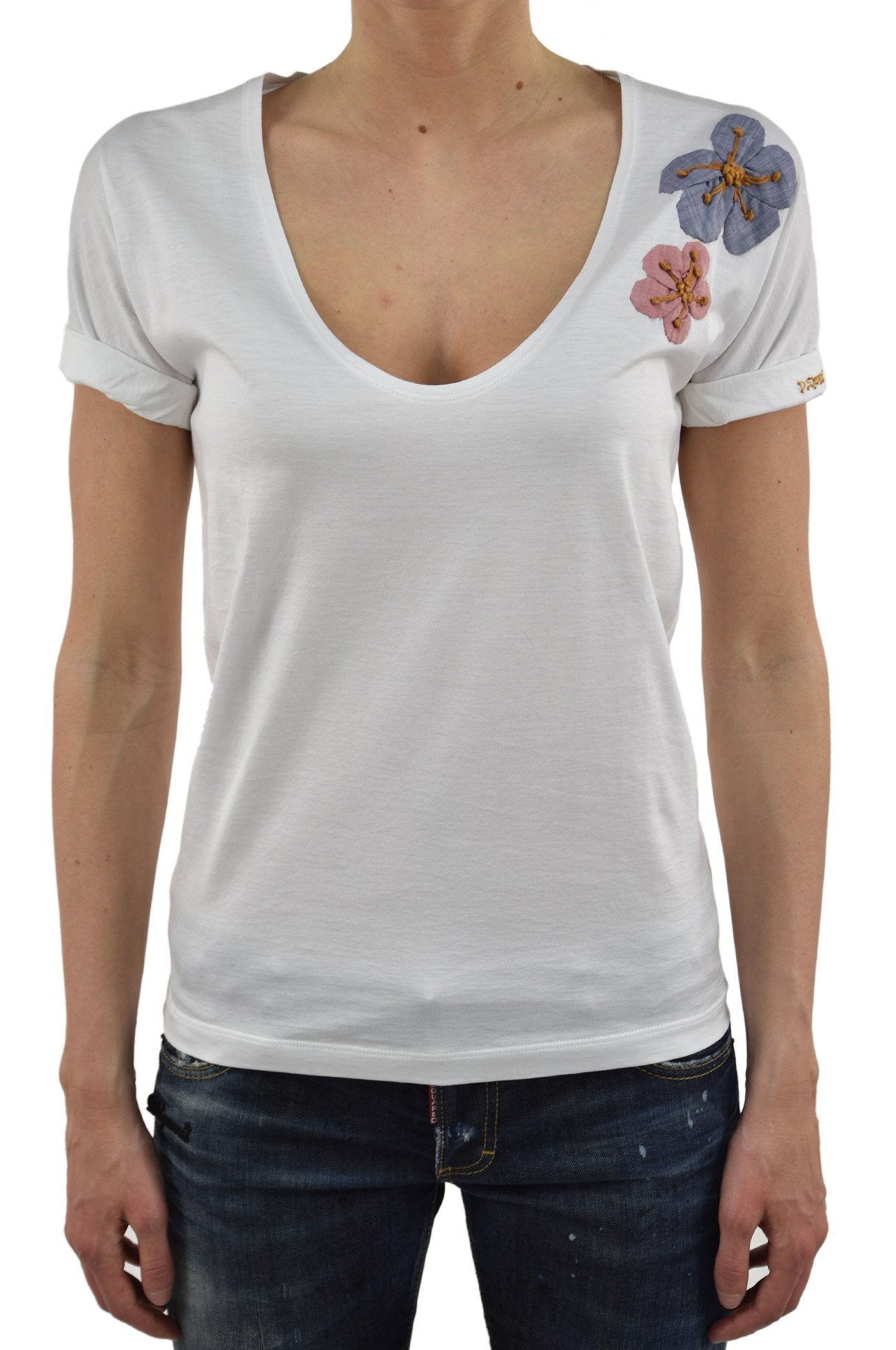 Dsquared2 T-Shirt Bianca Donna Cotone Logo Mod.S75GC0508S20161090