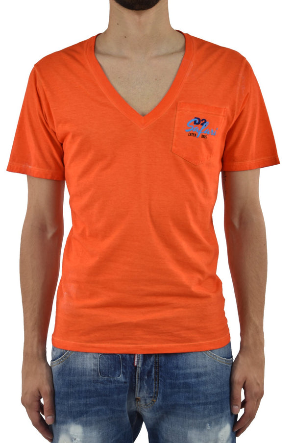 Dsquared2 T-Shirt Arancione Safari con Taschino